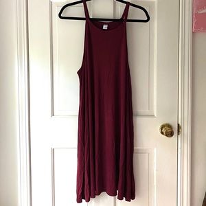 Old Navy Maroon High-Neck Swing Dress